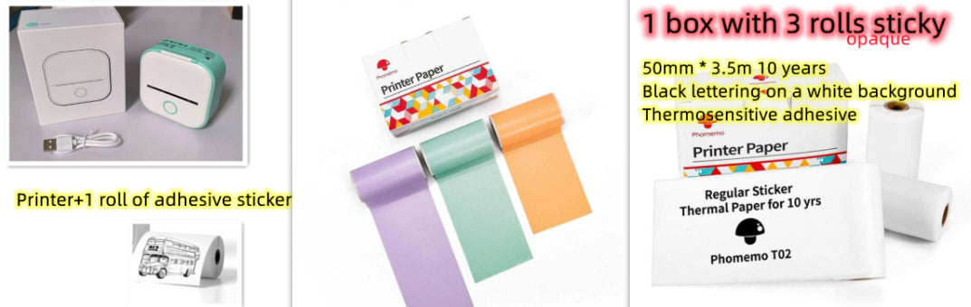 Portable Mini Thermal Label Printer – Inkless Bluetooth Printer for Home, Office & Study