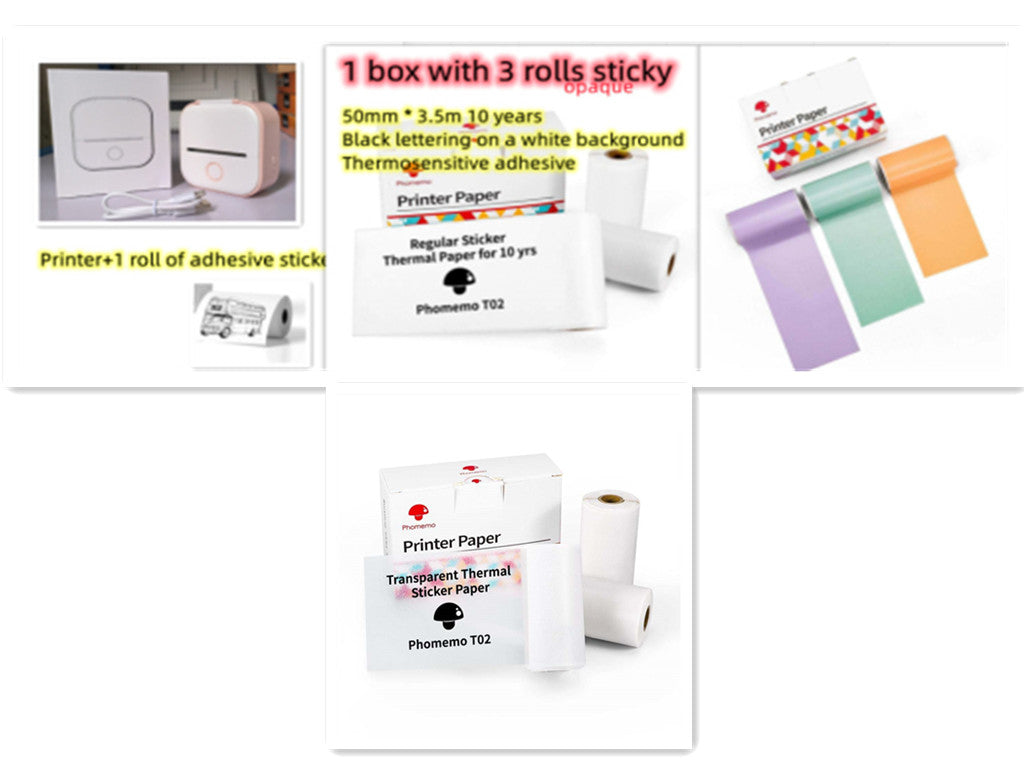 Portable Mini Thermal Label Printer – Inkless Bluetooth Printer for Home, Office & Study