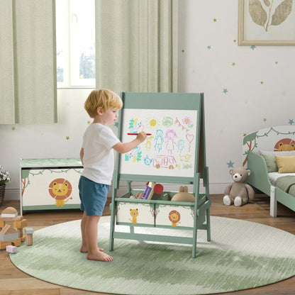 Art Easel for Kids – Double Sided Kids Art Easel with Chalkboard, Whiteboard & Storage
