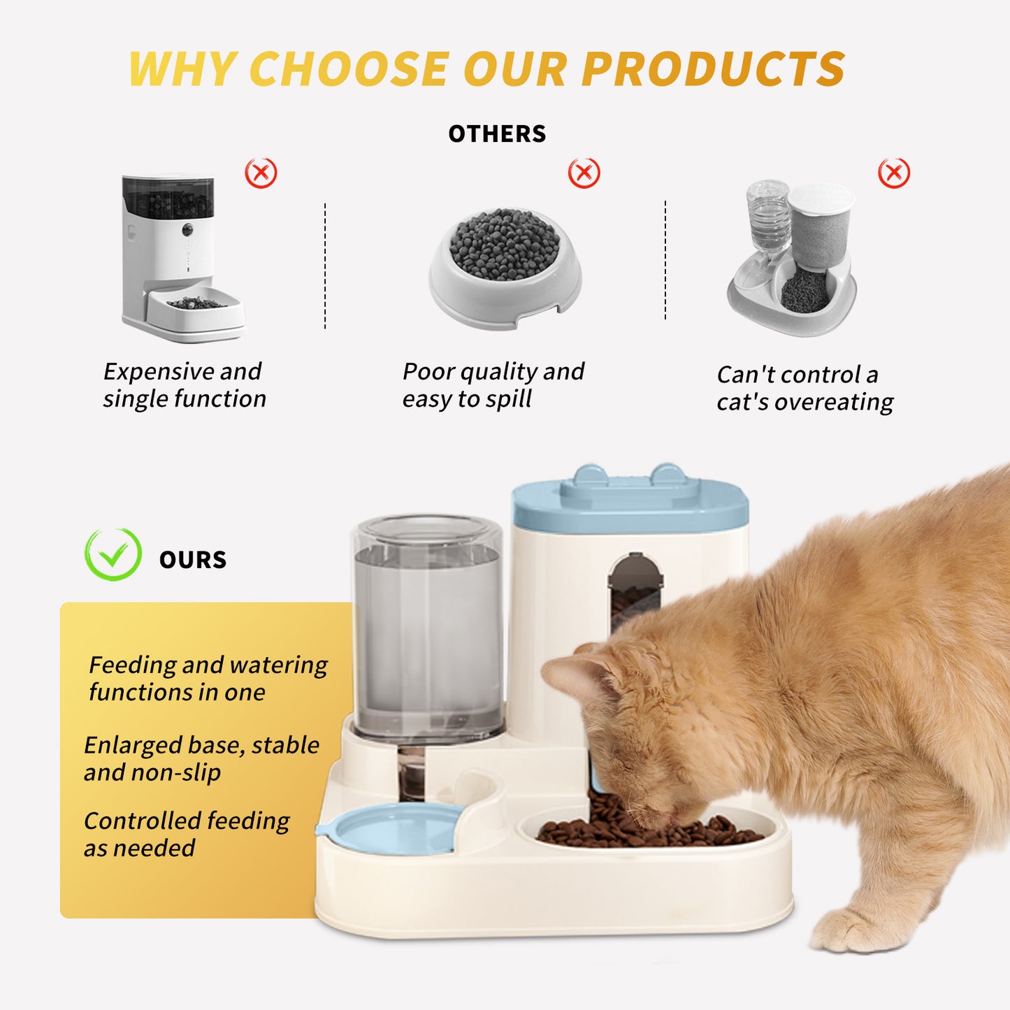 Automatic Cat Feeder & Water Dispenser 2-in-1 – Gravity Pet Food and Water Feeding Station