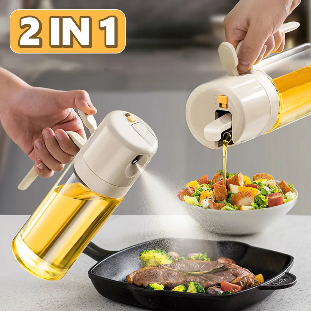 2 in 1 Oil Spray Bottle for Cooking – Glass Olive Oil Sprayer & Cooking Oil Dispenser