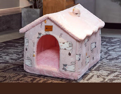 Foldable Dog House & Dog Kennel Warm Indoor Pet Bed & Cat Cave Sofa