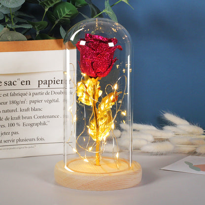 Valentines Day Gift Wedding Decor Eternal Rose in Glass Dome