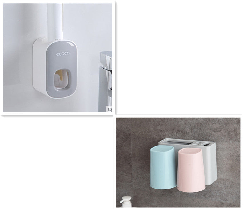 Wall Mounted Automatic Toothpaste Dispenser & Toothbrush Holder