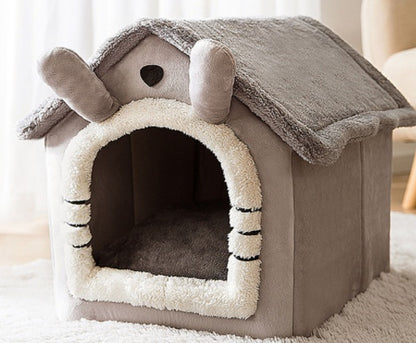 Foldable Dog House & Dog Kennel Warm Indoor Pet Bed & Cat Cave Sofa