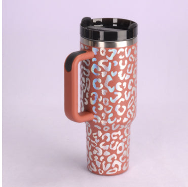 40oz Stainless Steel Insulated Coffee Tumbler with Handle & Straw