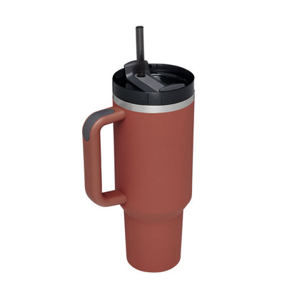 40oz Stainless Steel Insulated Coffee Tumbler with Handle & Straw