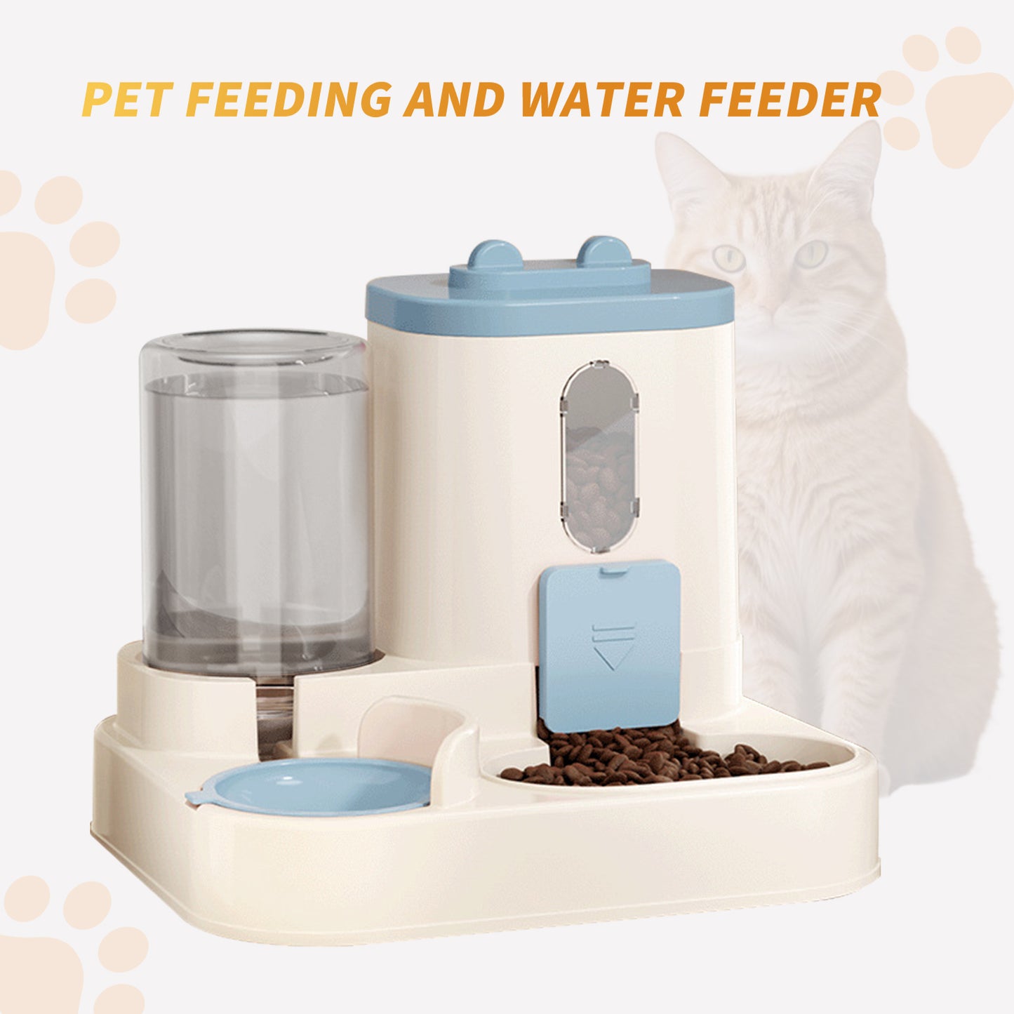 Automatic Cat Feeder & Water Dispenser 2-in-1 – Gravity Pet Food and Water Feeding Station