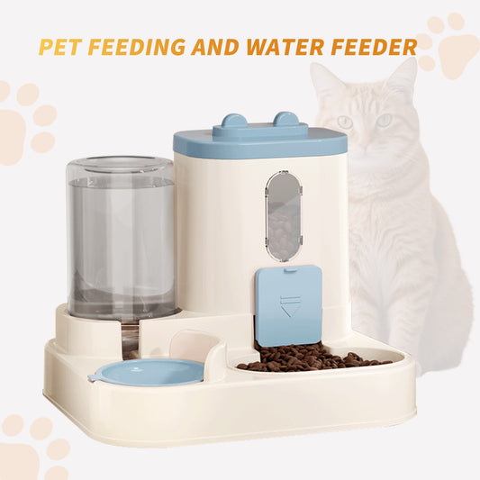 Automatic Cat Feeder & Water Dispenser 2-in-1 – Gravity Pet Food and Water Feeding Station