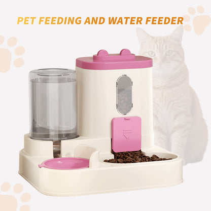 Automatic Cat Feeder & Water Dispenser 2-in-1 – Gravity Pet Food and Water Feeding Station