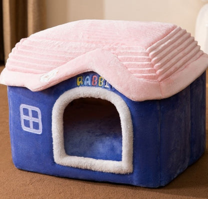 Foldable Dog House & Dog Kennel Warm Indoor Pet Bed & Cat Cave Sofa