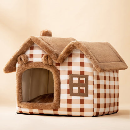 Foldable Dog House & Dog Kennel Warm Indoor Pet Bed & Cat Cave Sofa