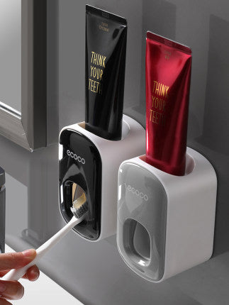 Wall Mounted Automatic Toothpaste Dispenser & Toothbrush Holder