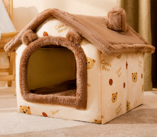 Foldable Dog House & Dog Kennel Warm Indoor Pet Bed & Cat Cave Sofa