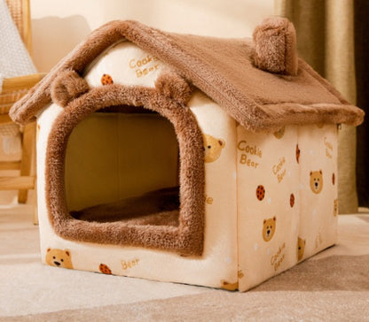 Foldable Dog House & Dog Kennel Warm Indoor Pet Bed & Cat Cave Sofa