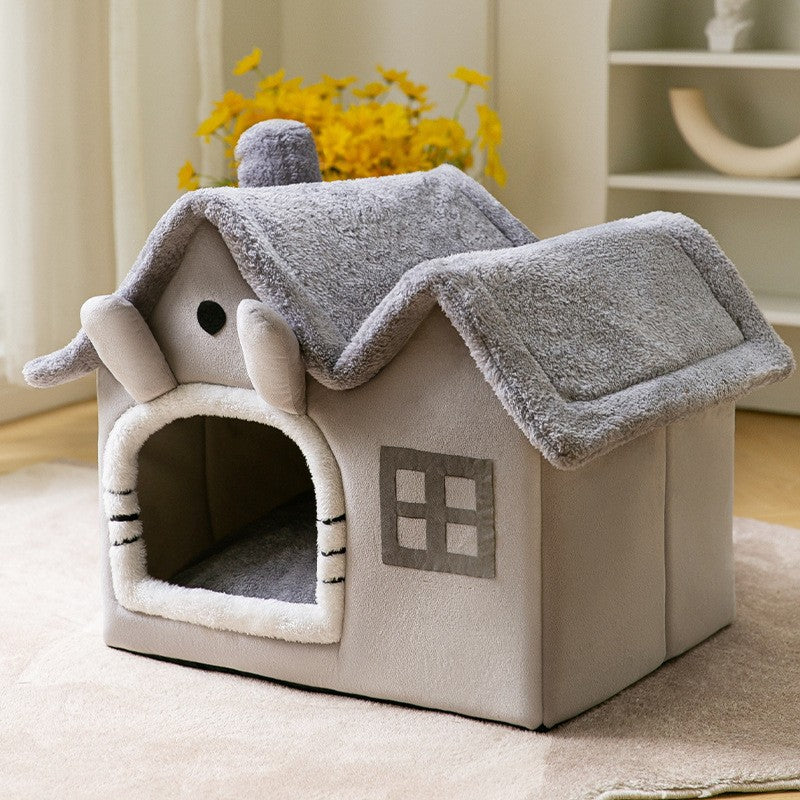 Foldable Dog House & Dog Kennel Warm Indoor Pet Bed & Cat Cave Sofa