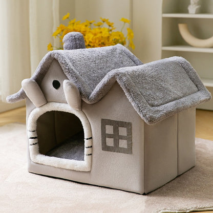 Foldable Dog House & Dog Kennel Warm Indoor Pet Bed & Cat Cave Sofa