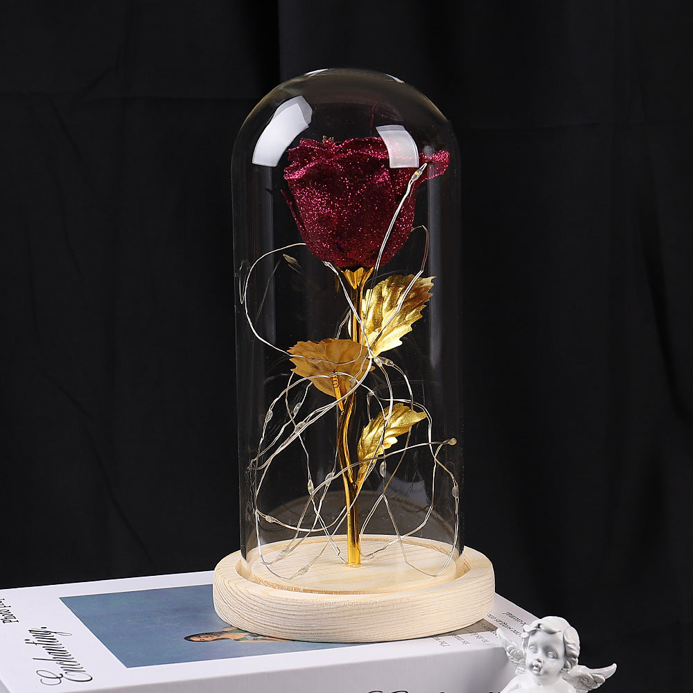 Valentines Day Gift Wedding Decor Eternal Rose in Glass Dome