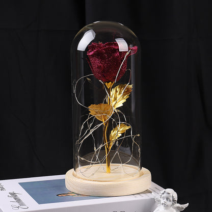 Valentines Day Gift Wedding Decor Eternal Rose in Glass Dome