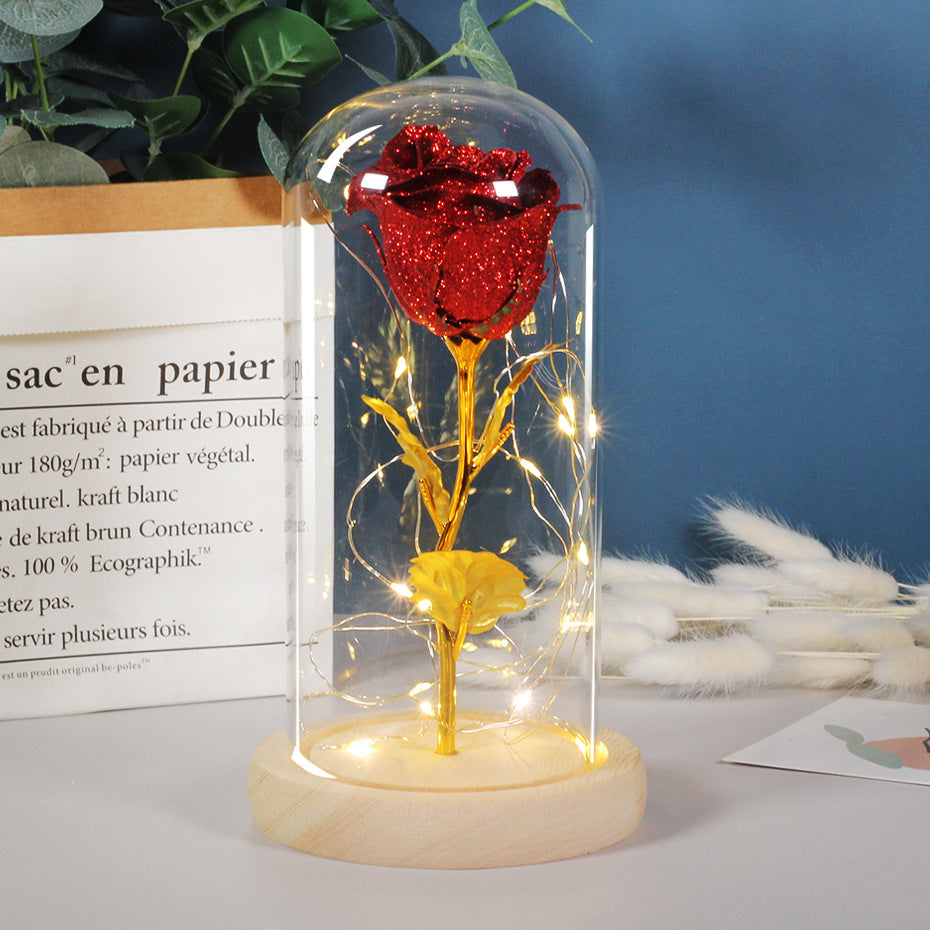 Valentines Day Gift Wedding Decor Eternal Rose in Glass Dome