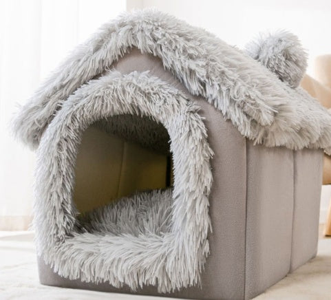 Foldable Dog House & Dog Kennel Warm Indoor Pet Bed & Cat Cave Sofa
