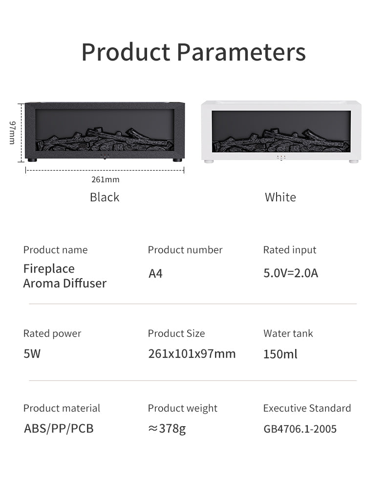 Fireplace Flame Essential Oil Diffuser – USB Aromatherapy Machine & Bedroom Humidifier