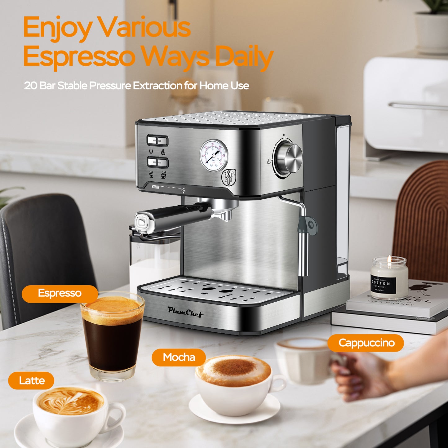 Professional Espresso Coffee Machine for Home Barista Cappuccino & Latte