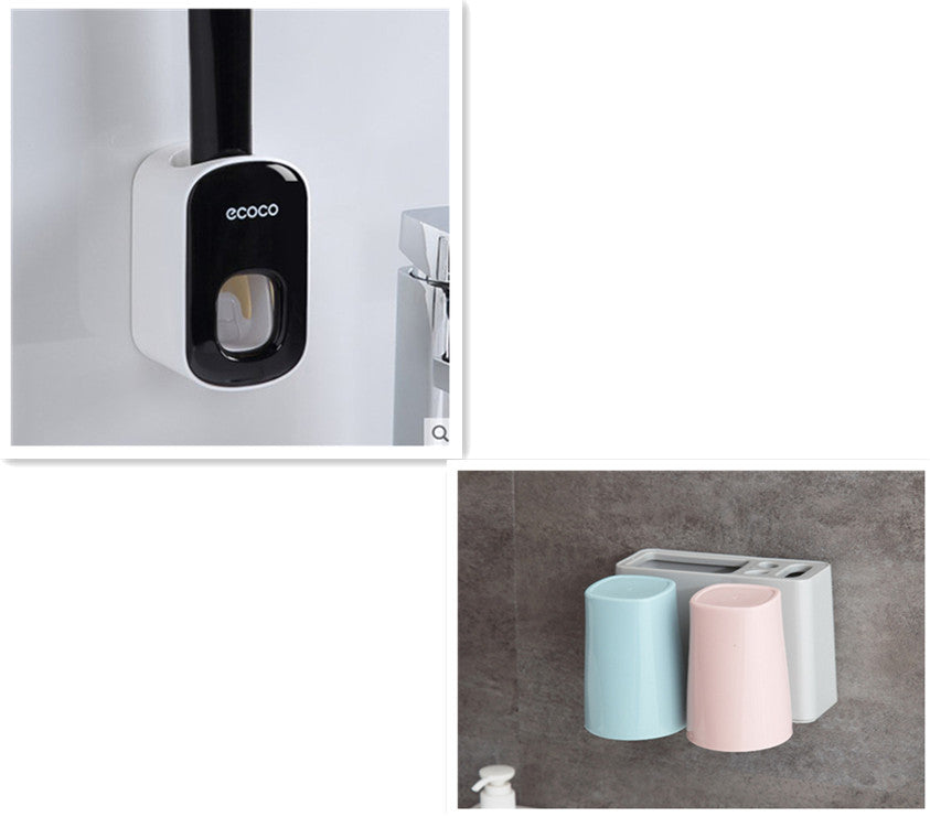 Wall Mounted Automatic Toothpaste Dispenser & Toothbrush Holder