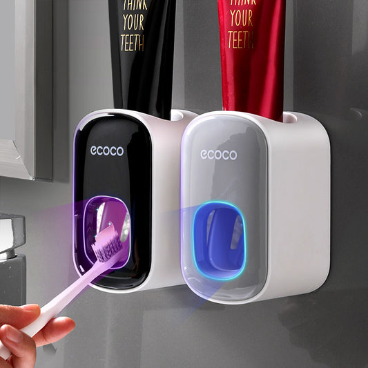 Wall Mounted Automatic Toothpaste Dispenser & Toothbrush Holder
