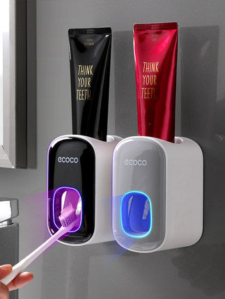 Wall Mounted Automatic Toothpaste Dispenser & Toothbrush Holder