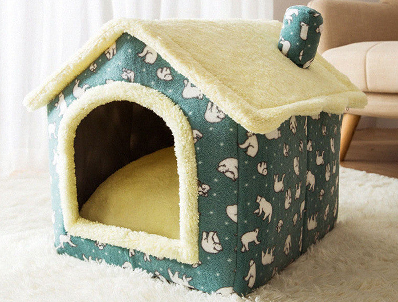 Foldable Dog House & Dog Kennel Warm Indoor Pet Bed & Cat Cave Sofa