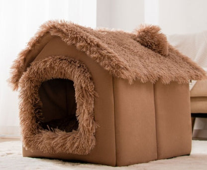 Foldable Dog House & Dog Kennel Warm Indoor Pet Bed & Cat Cave Sofa