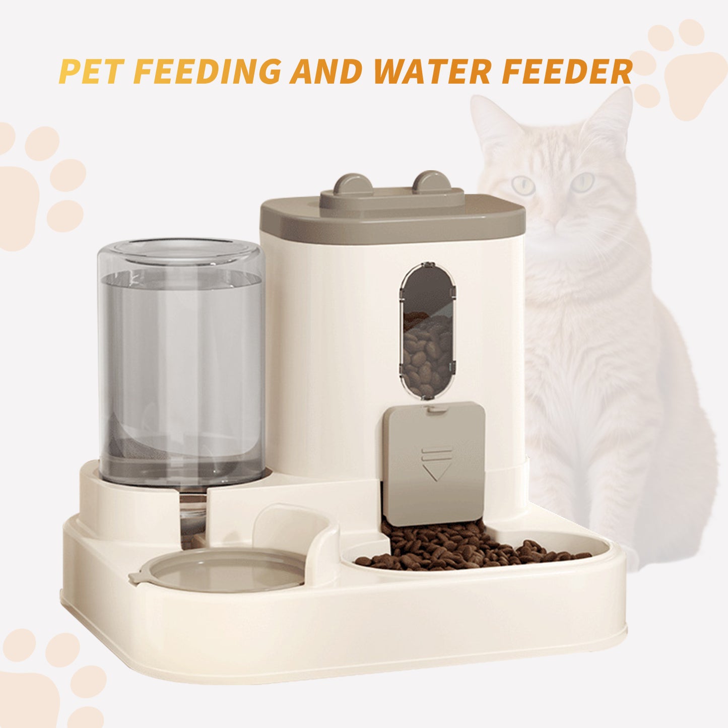 Automatic Cat Feeder & Water Dispenser 2-in-1 – Gravity Pet Food and Water Feeding Station