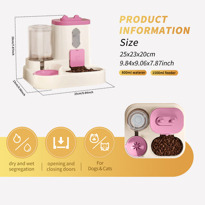 Automatic Cat Feeder & Water Dispenser 2-in-1 – Gravity Pet Food and Water Feeding Station