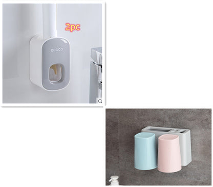Wall Mounted Automatic Toothpaste Dispenser & Toothbrush Holder