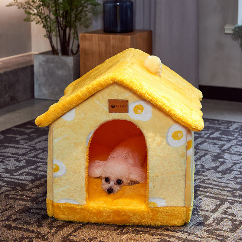 Foldable Dog House & Dog Kennel Warm Indoor Pet Bed & Cat Cave Sofa