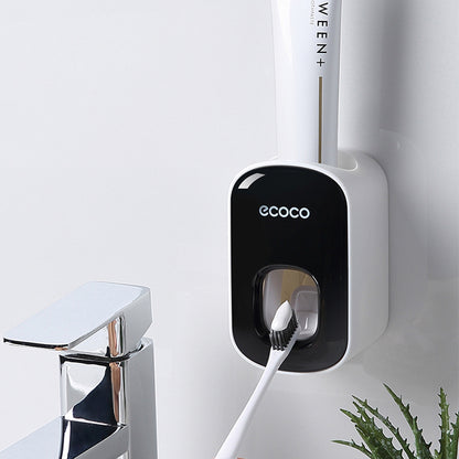 Wall Mounted Automatic Toothpaste Dispenser & Toothbrush Holder