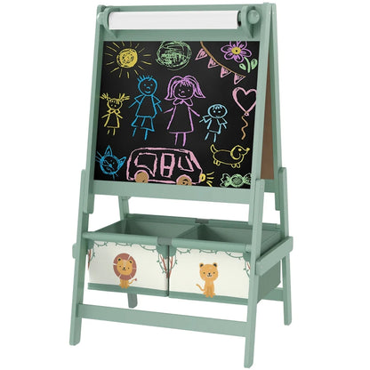 Art Easel for Kids – Double Sided Kids Art Easel with Chalkboard, Whiteboard & Storage