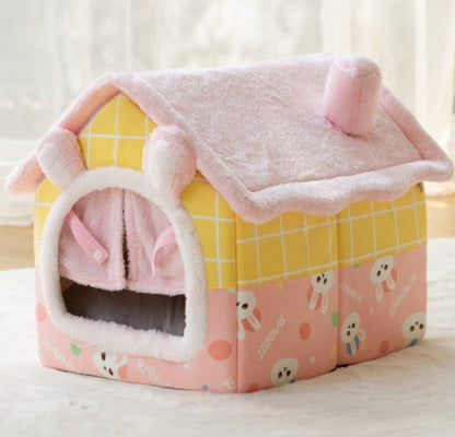 Foldable Dog House & Dog Kennel Warm Indoor Pet Bed & Cat Cave Sofa