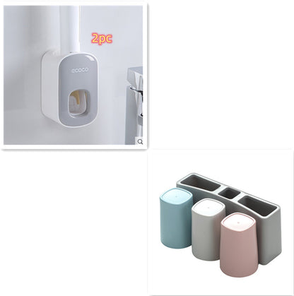 Wall Mounted Automatic Toothpaste Dispenser & Toothbrush Holder