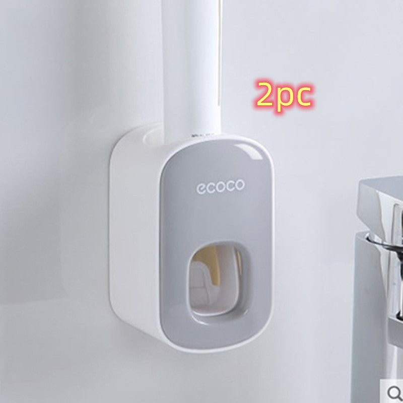 Wall Mounted Automatic Toothpaste Dispenser & Toothbrush Holder