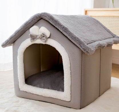 Foldable Dog House & Dog Kennel Warm Indoor Pet Bed & Cat Cave Sofa